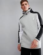 Bershka Sport Color Block Hoodie In Gray - Gray