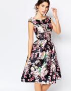 Chi Chi London Allover Floral Midi Dress With Keyhole Back Detail - Multi Floral