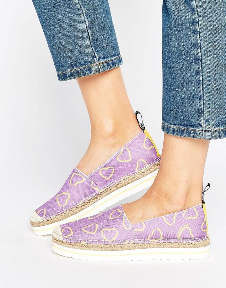 Love Moschino Heart Print Espadrille - Purple