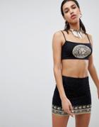 Motel Cami Crop Top With Sun Print Co-ord - Black