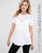 Asos Maternity Top With Sheer And Solid Chevron - White
