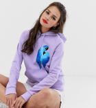 We Are Hairy People Organic Cotton Hoodie With Hand Painted Parrots-purple