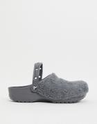 Crocs Originals Furry Clogs In Gray-grey