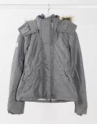Superdry Hooded Fur Sherpa Wind Attacker Jacket In Light Gray-grey