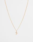 Asos Design Sterling Silver Necklace With Rose Pendant In 14k Gold Plate - Gold