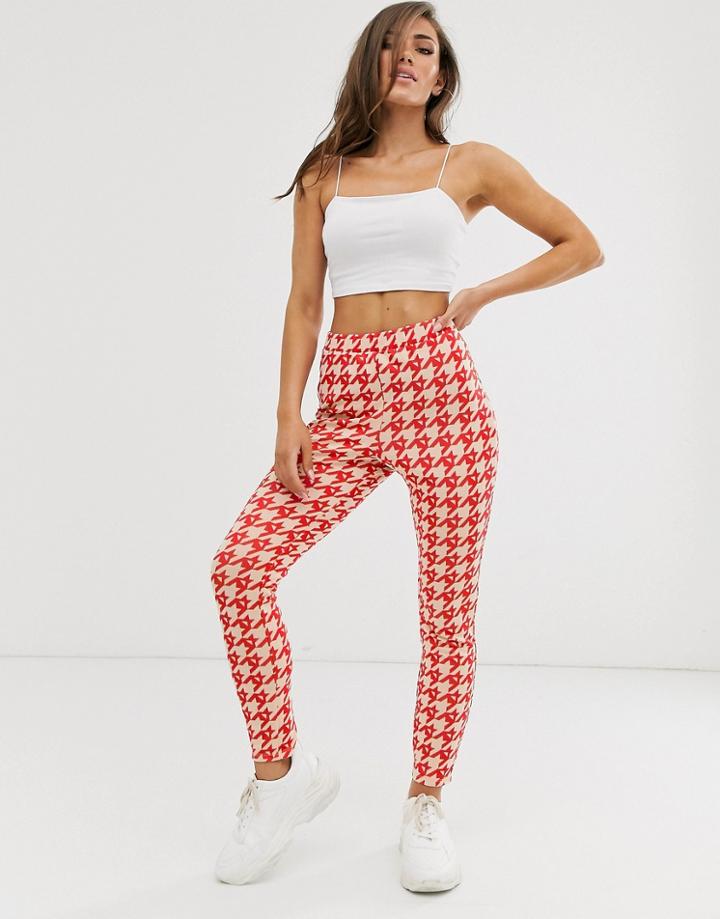 Asos Design Houndstooth Jacquard Skinny Pants-multi