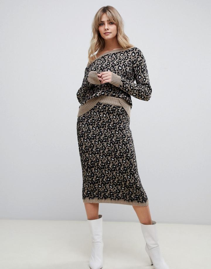 Asos Design Two-piece Leopard Skirt-multi