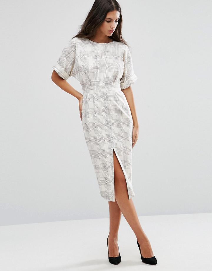 Asos Wiggle Dress In Check - Multi