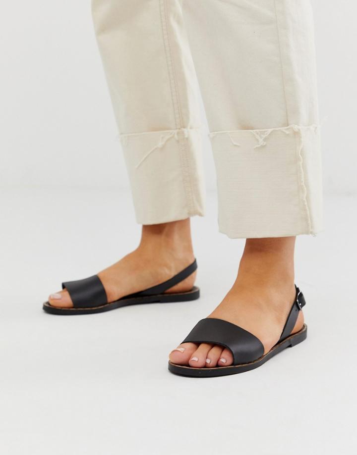Depp Leather Two Part Sandals In Black