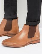 Silver Street Argyle Chelsea Boots In Tan Leather - Tan