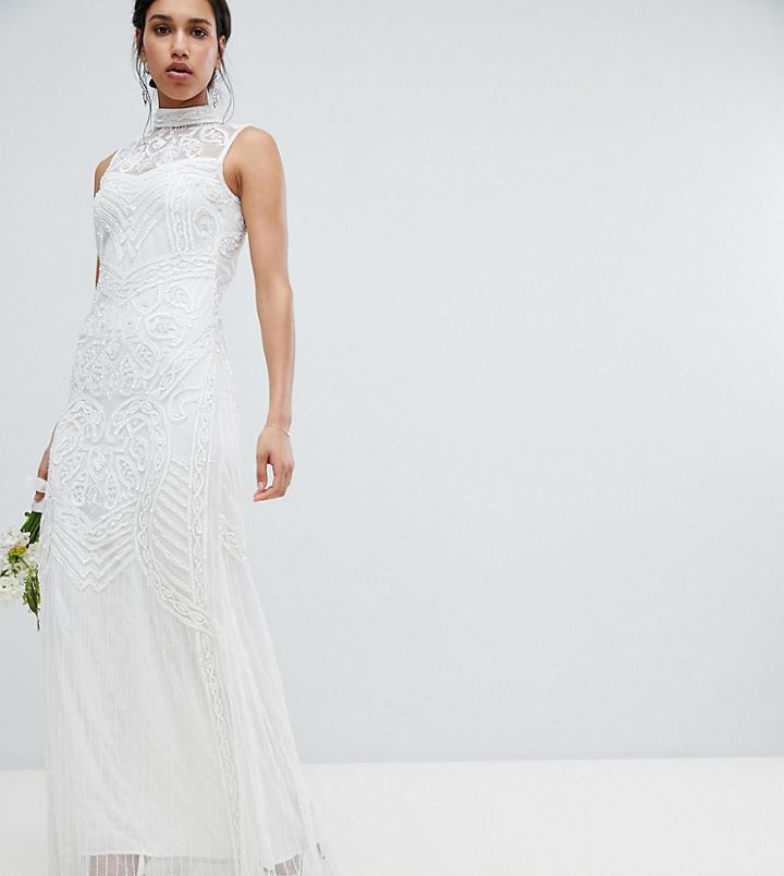 Amelia Rose All Over Embelished Maxi Dress - White