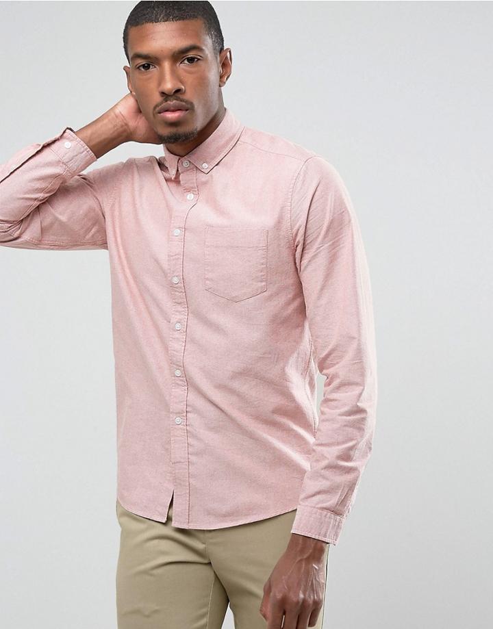 Asos Regular Fit Casual Oxford Shirt In Pink - Orange