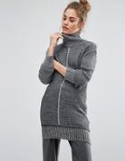Daisy Street Cocoon Sweater With Tonal Details - Gray