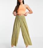 Asos Design Tall Plisse Culotte In Mustard Floral-multi