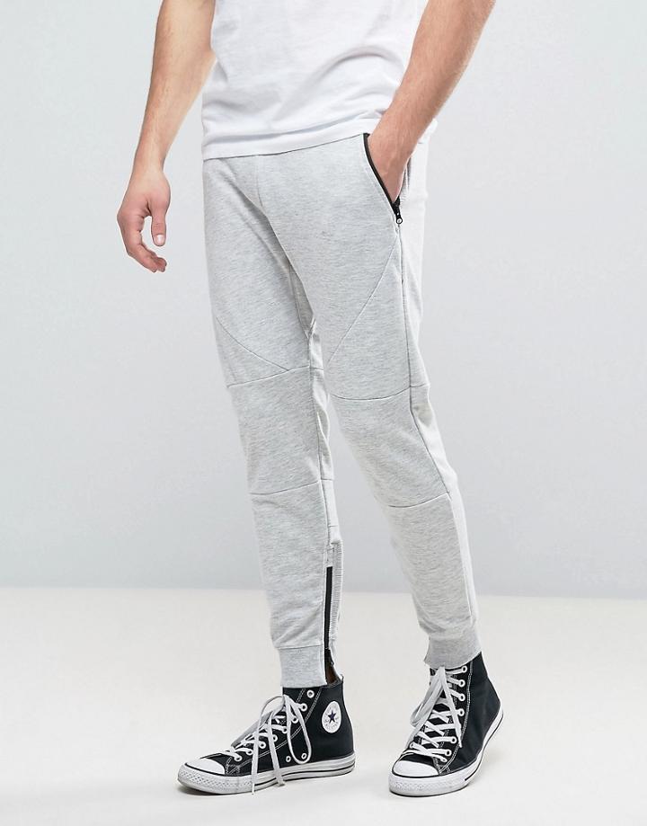 Pull & Bear Skinny Joggers In Light Gray - Gray
