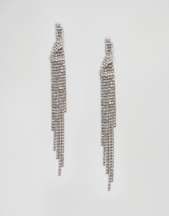 Designb Statement Crystal Strand Earrings - Silver
