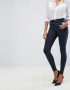 Asos 'sculpt Me' Premium Jean In Matilda Dark Wash With Zip Hems - Blue