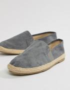 Brave Soul Wide Fit Faux Suede Espadrilles In Gray - Gray