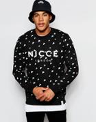 Nicce London Sweatshirt With All Over Triangle Print - Black