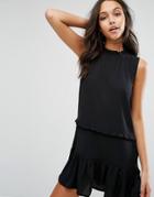 Missguided Tiered Ruffle Mini Dress - Black