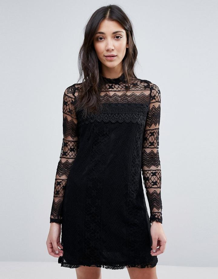 Vila High Neck Long Sleeve Dress - Black