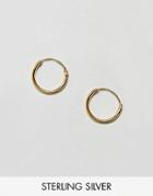 Asos Design Sterling Silver 12mm Hoop Earrings With Gold Plating - Gold