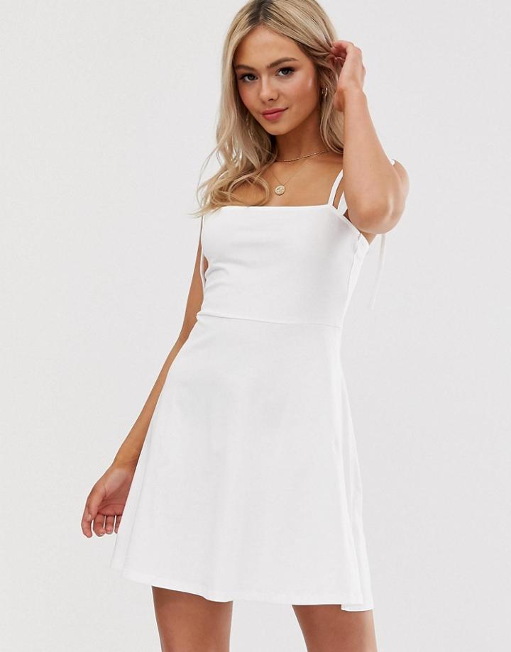 Asos Design Mini Square Neck Sundress With Tie Straps