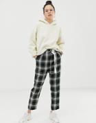 Asos Design Tapered Pants With Contrast D-ring Belt In Check - Multi