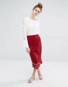 Sportmax Code Bettina Lace Skirt With Pink Piping - Red