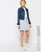 Chorus Petite Skater Skirt With Button Front - Blue