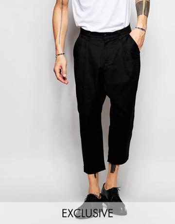 Black Eye Collective Pants With Drop Crotch And Tapered Hem - Black