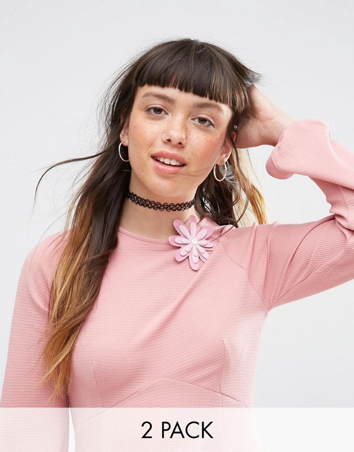 Asos Pack Of 2 Wallflower Hair & Body Brooches - Multi