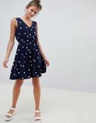 Only Michelle Polka Dot Skater Dress - Navy
