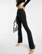 Asos Luxe Slim Pants With Diamante Hem In Black