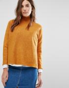 Warehouse Ribbed Boxy Turtleneck Sweater - Orange