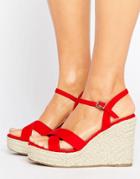 Truffle Collection Wedge Espadrille Sandal - Red