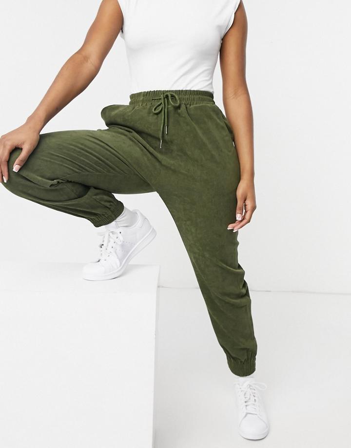 Qed London Acid Wash Sweatpants In Khaki-green