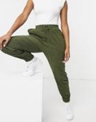 Qed London Acid Wash Sweatpants In Khaki-green