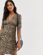 Allsaints Kota Leopard Print Mini Tea Dress - Brown