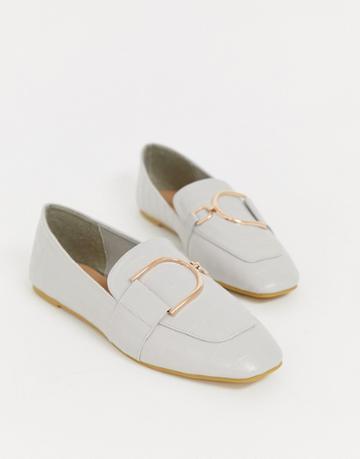 Park Lane Flat Trim Loafers In Gray Croc