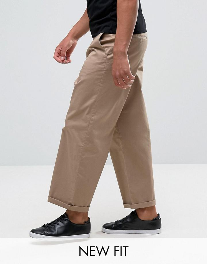 Asos Wide Leg Chinos In Stone - Stone