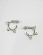 Asos Crystal Flower Hoop Earrings - Silver