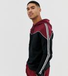 Mauvais Muscle Hoodie With Chevron Panel And Side Stripe - Black