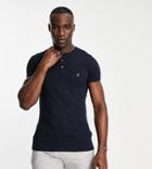French Connection Tall Henley T-shirt In Navy