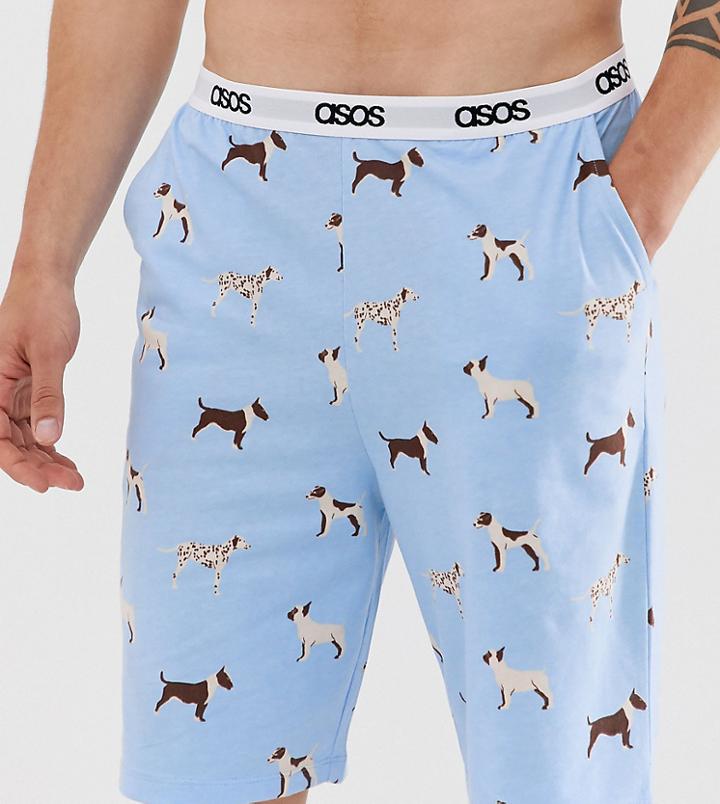 Asos Design Lounge Pyjama Shorts With Dog Print-white