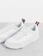Tommy Hilfiger Leather Suede Mix Cupsole Sneakers With Tab Logo In Cream-white