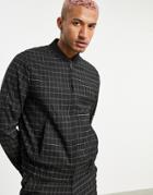 Asos Design Smart Bomber Jacket In Navy Grid Check - Part Of A Set-black