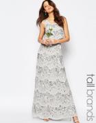 Maya Tall Layered Maxi Dress With All Over Embellishment - Soft Gray