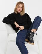 & Other Stories Relaxed Fit Round Neck Sweater In Black
