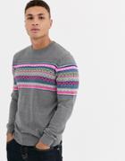 Threadbare 100% Cotton Fairisle Sweater-gray
